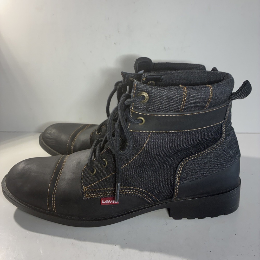 Levi's Artesian Denim Boots Men's Size 11 Black - Picture 4 of 8